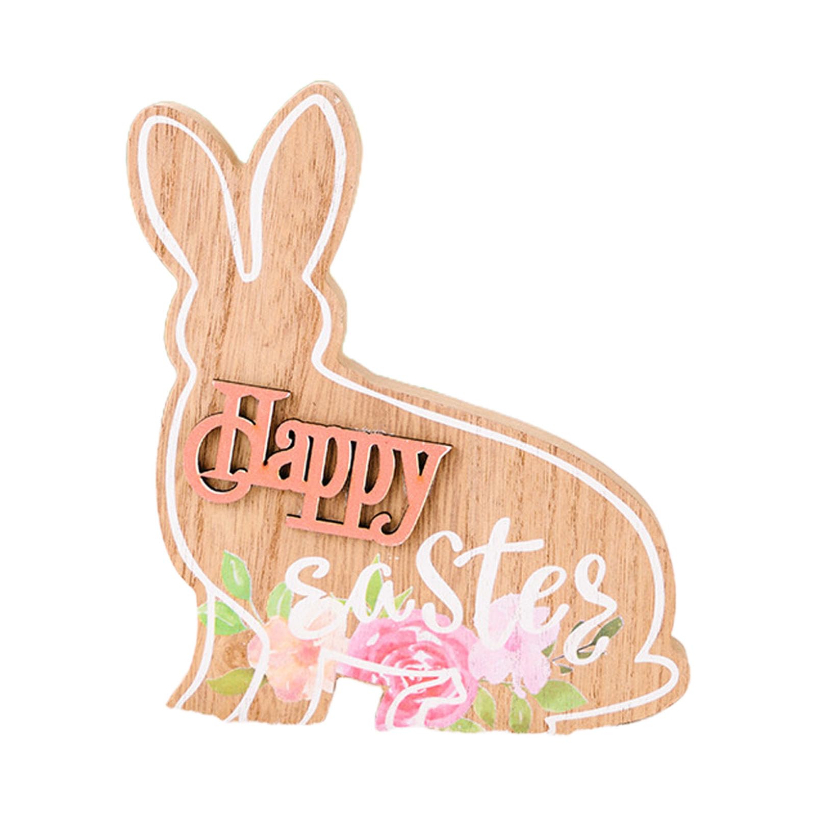 Tsophreniq Ornaments Rabbit-shaped Decorations Items Wood Decoration & Hangs Yard Statues and Sculptures Desktop
