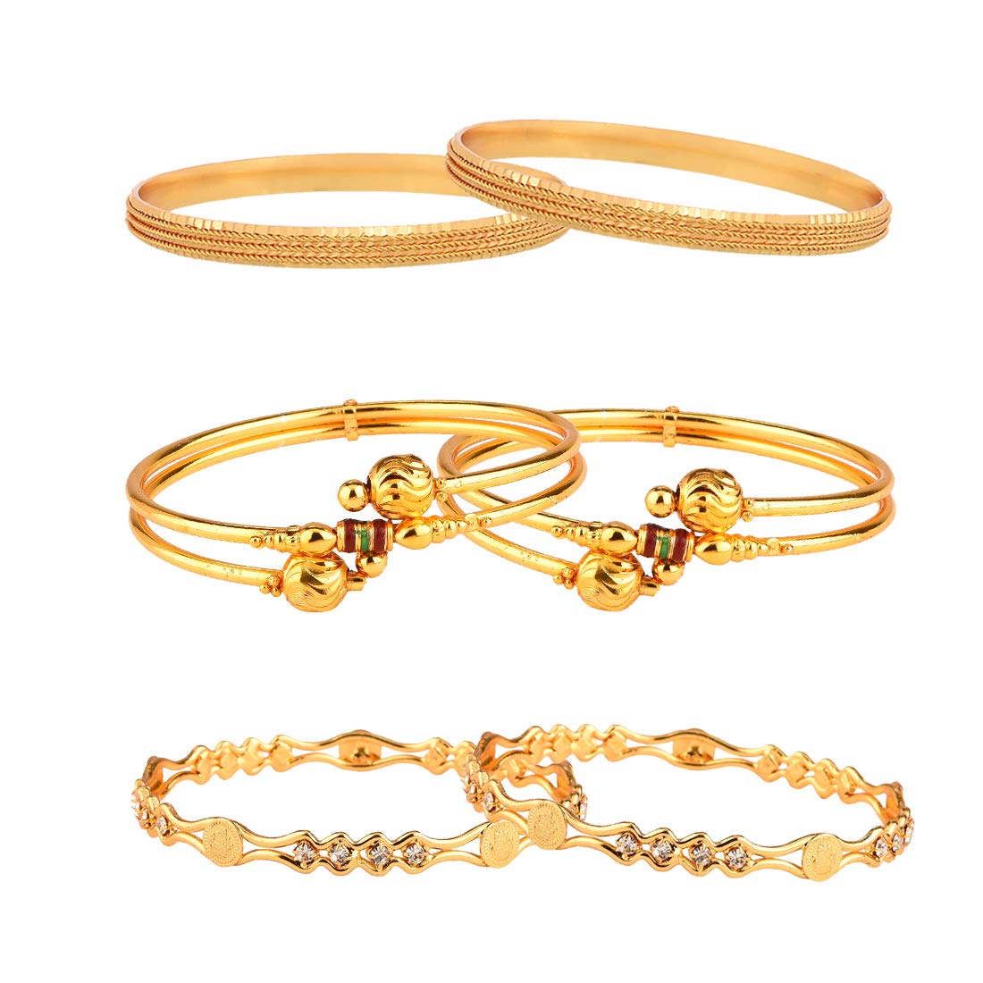 ZENEME Antique Designer Gold Plated Bangles Jewellery For Women & Girls Combo set 3 (2.6) (B01IP16Y1O) Amazon Price History, Amazon Price Tracker