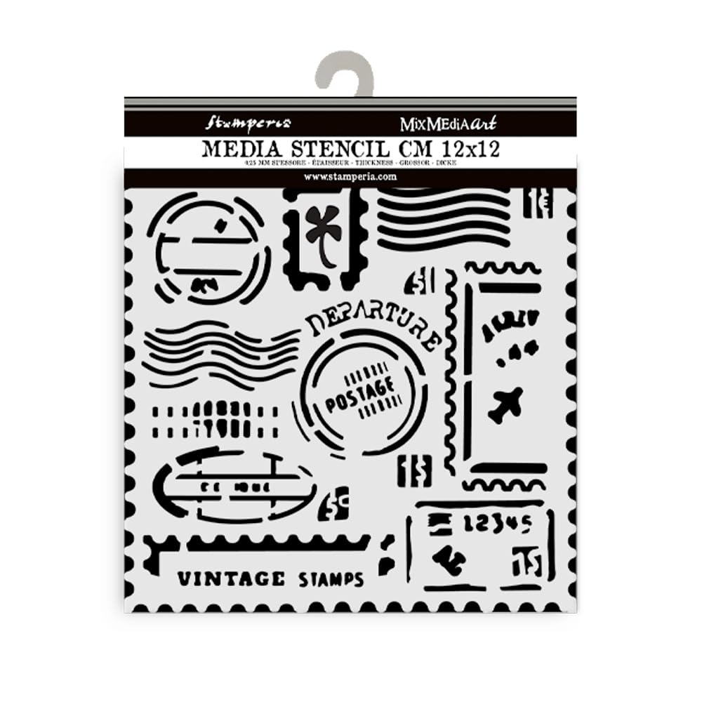 Stamperia - Thick Stencils for Scrapbooks, Albums, Cards, Bullet Journals, and More, Flexible Material, Easy to Clean, Perfect for Hobbies, Crafts, and Gifting (Art of Travelling, Stamps) — image 1