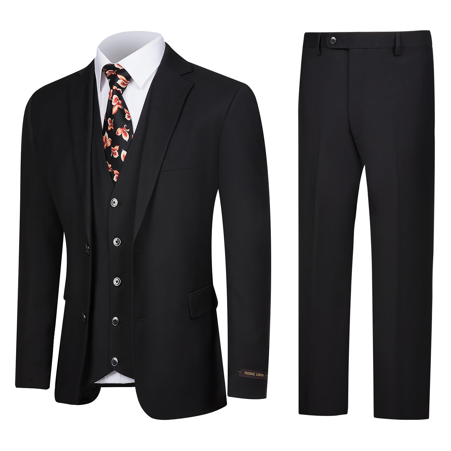 gluvistaves Men's 3 Piece Suit Slim Fit - Single Breasted Two Buttons Solid Business Wedding Suit Jacket Vest Pants Set-picture-21