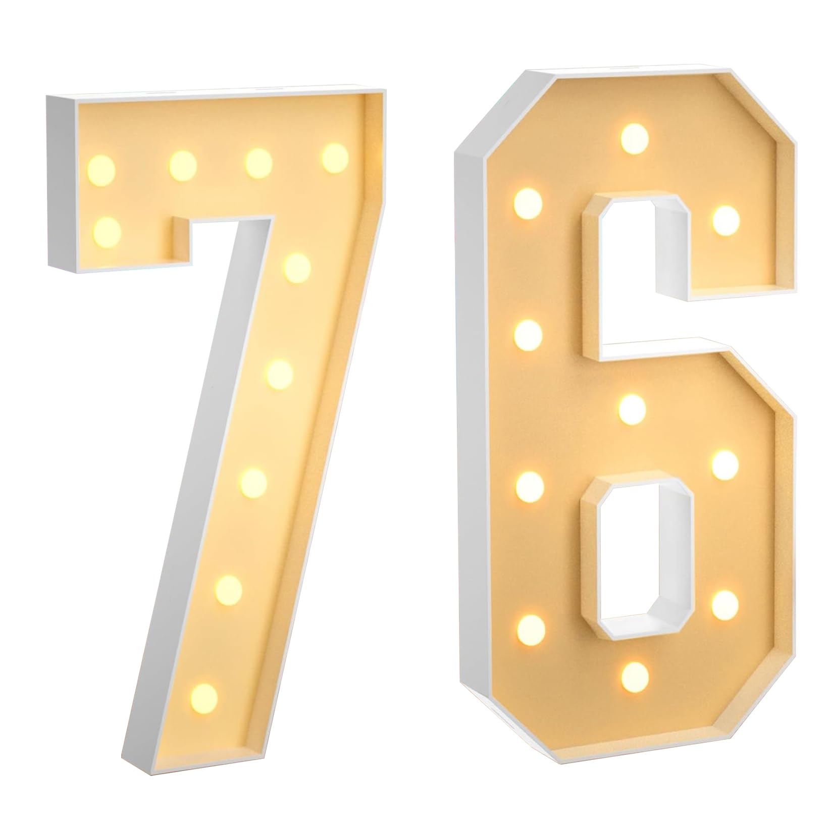 120CM/4FT Marquee Light Up Number 76, Large LED Numbers Lights Marquee Decoration Mosaic Warm White Light Up Sign for Home Party Birthday Wedding Birthday Xmas — image 1