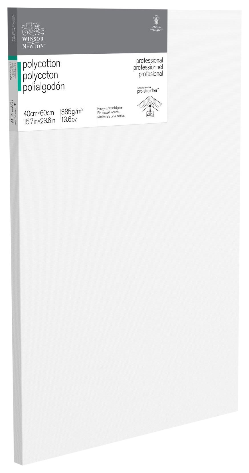 Winsor & Newton 6206022 Professional Keilrahmen aus Baumwollmischgewebe, 385 g/m², 3-fach grundiert, mittlere Körnung, ideal für die Ölfarben und Acrylfarben - 40x60cm
