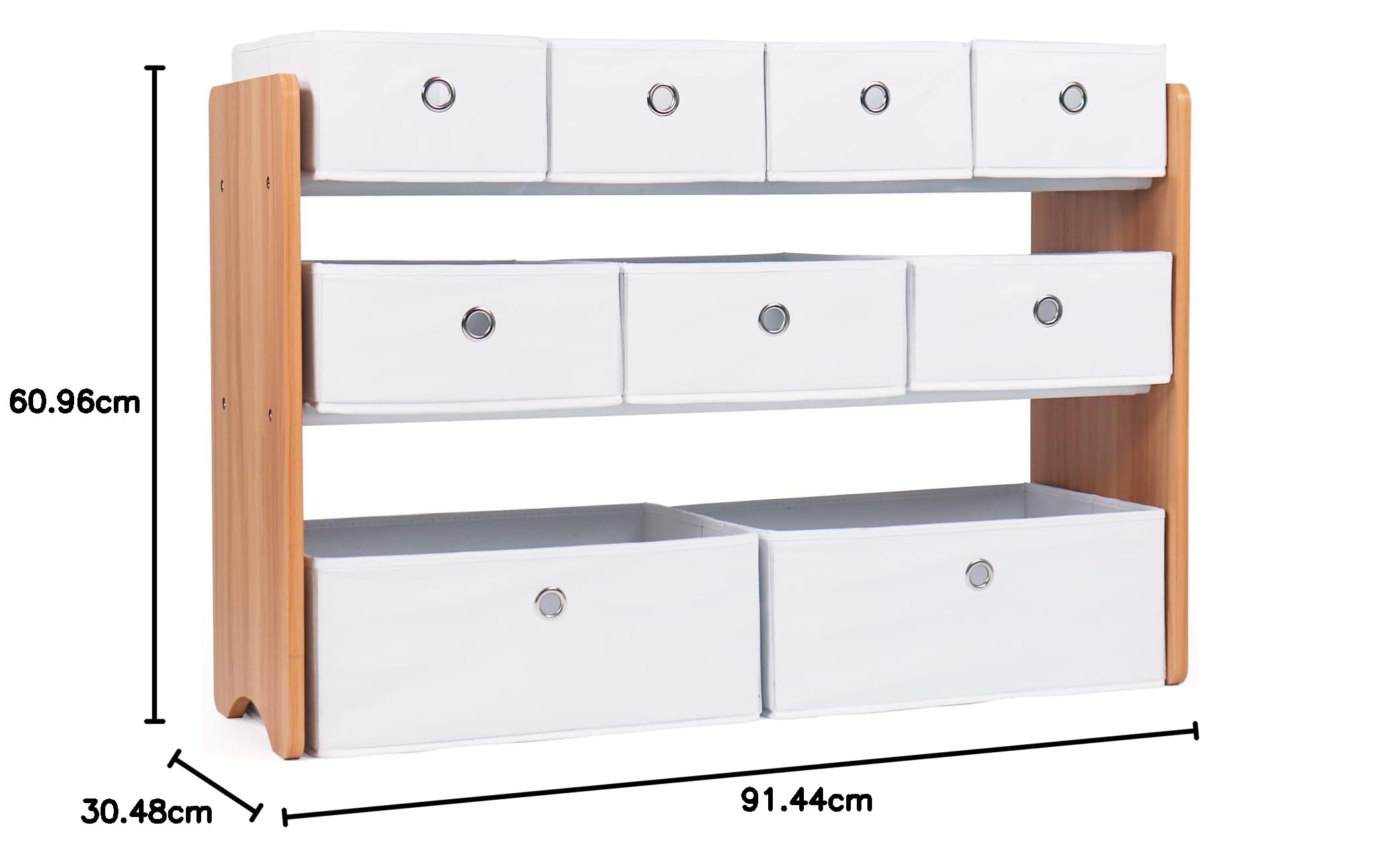 Humble Crew Scaffale Bambini in Legno: Organizer Giocattoli con 9 Contenitori in Tessuto, Design Naturale/Bianco, Perfetto per Camerette Eleganti