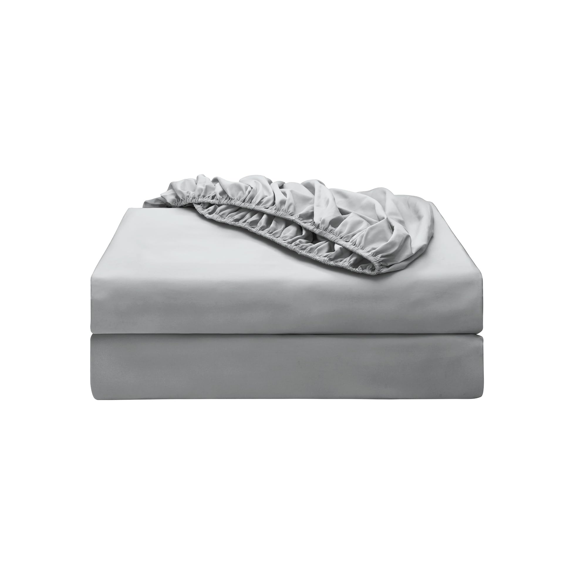 2-Pack Pure Cotton Twin XL Fitted Sheet for Adjustable Bed Split King, 600 TC 16" Deep Pocket Egyptian Cotton Fitted Sheet (2pcs, Twin XL, Gray)