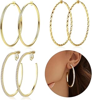 Clip On Hoop Earrings for Women Non Pierced Ears,Gold Clip On Earrings Non Piercing