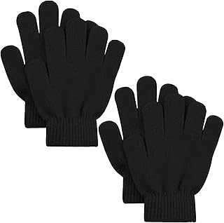 sesameless 2 Pairs Kids Winter Magic Gloves,Warm Stretchy Knit Gloves for Boys Girls 3-10 Years
