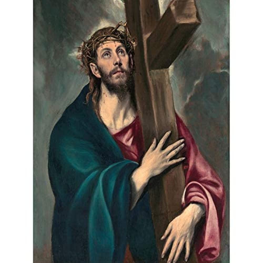 Artery8 El Greco Christ Carrying Cross Painting Art Print Canvas Premium Wall Decor Poster Mural