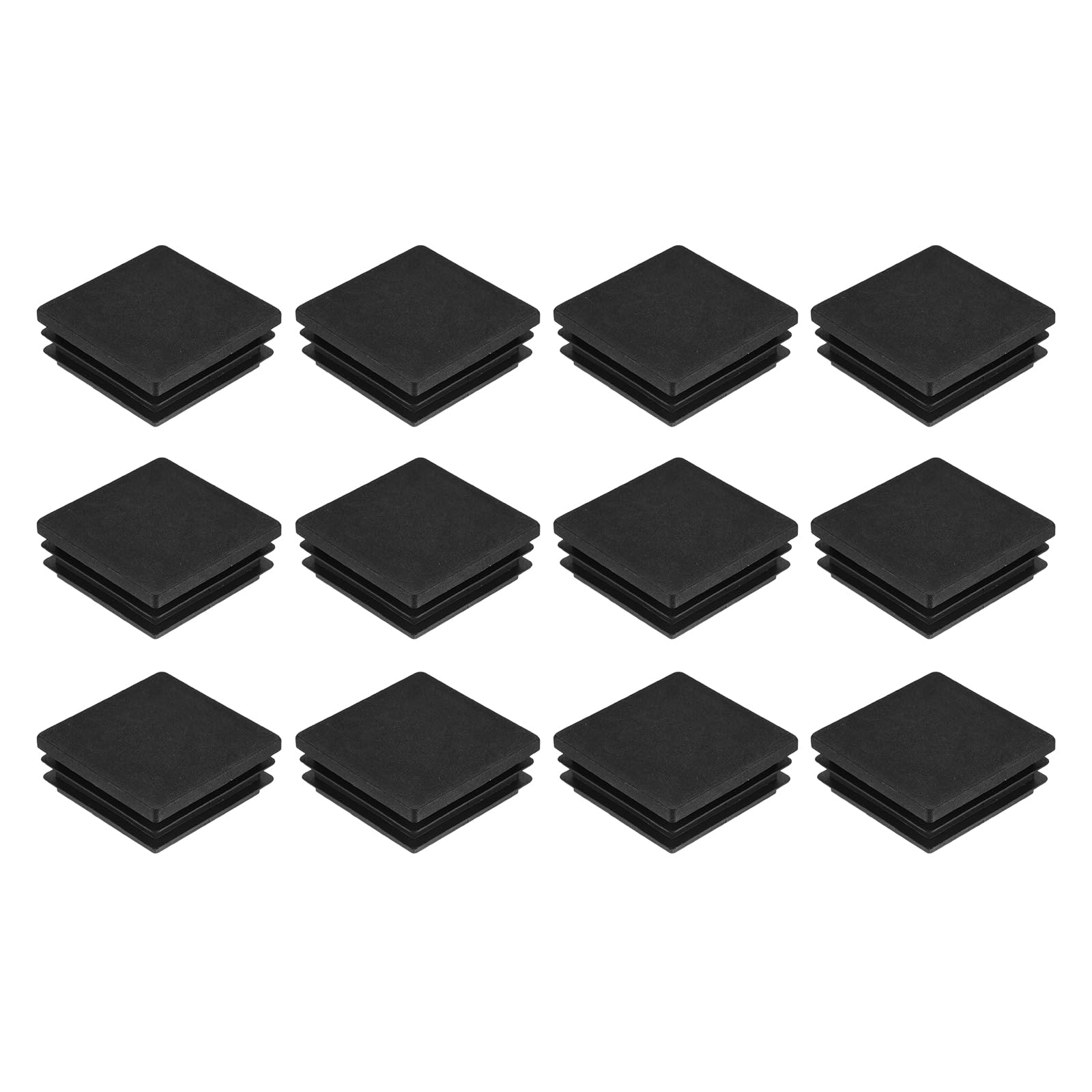 uxcell 12Pcs Square Plastic Plugs, 45 x 45mm/1.77 x 1.77inch PE Pipe Tubing End Caps for 38-43mm/1.5-1.69inch Square Tube Furniture Chair Leg, Black
