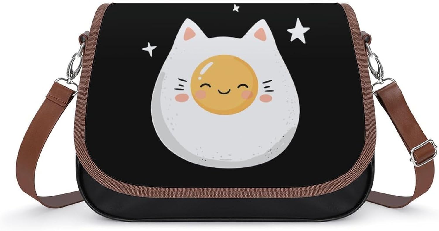 Poached Egg Cat Shoulder Bags for Women Tote Handbag Clutch Purse Messenger Bag