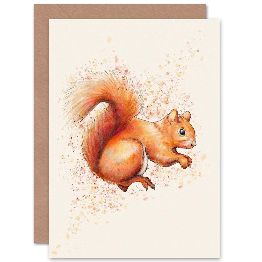 Wee Blue Coo Red Squirrel Watercolour Greetings Card Cp3222