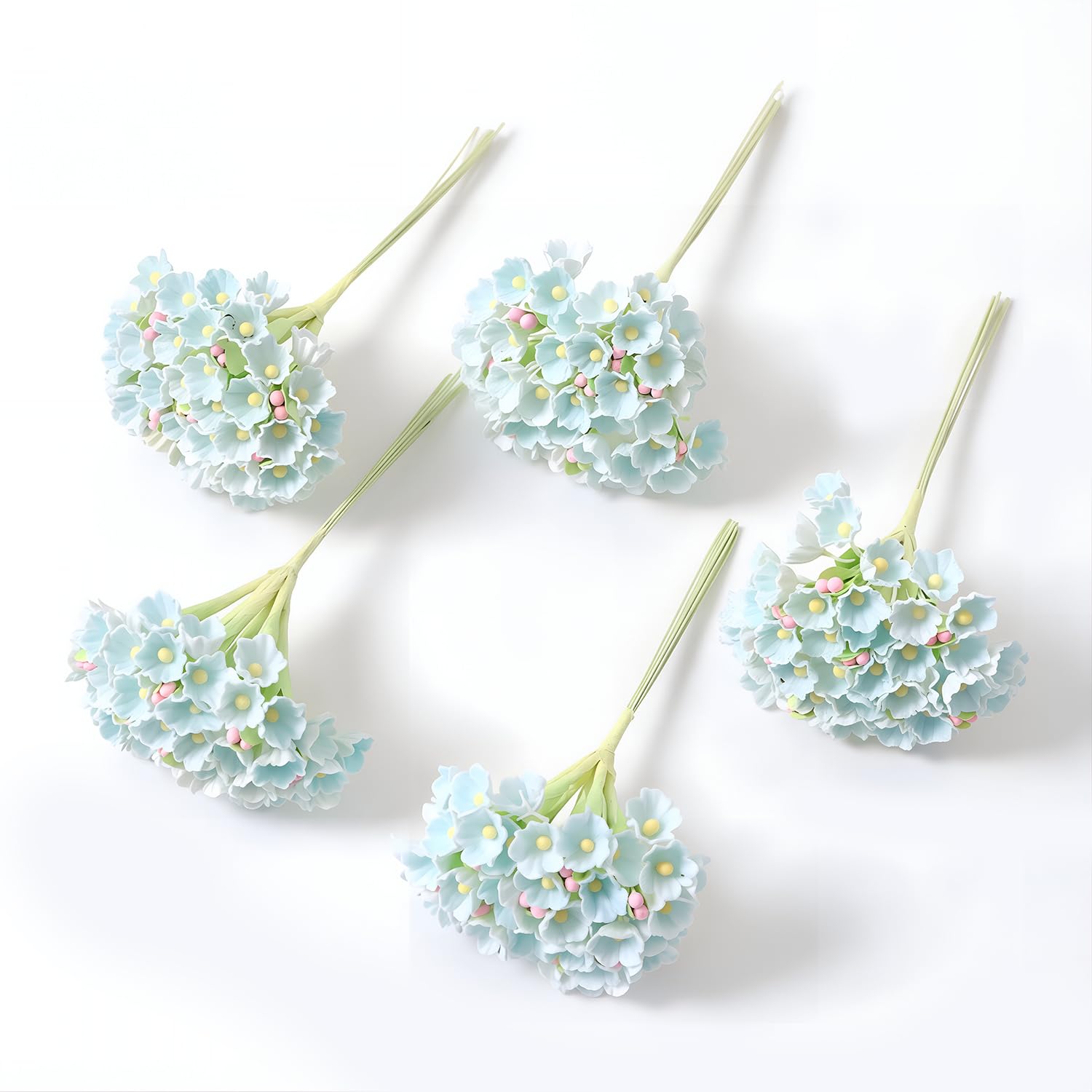 CENCERY Gypsophila Artificial Flowers Sky Blue Fake Flowers 5 Pcs, Baby's Breath Wedding Bouquet Decor DIY Centrepieces Party Arrangements Fake Baby's Breath Artificial Gypsophila — image 1