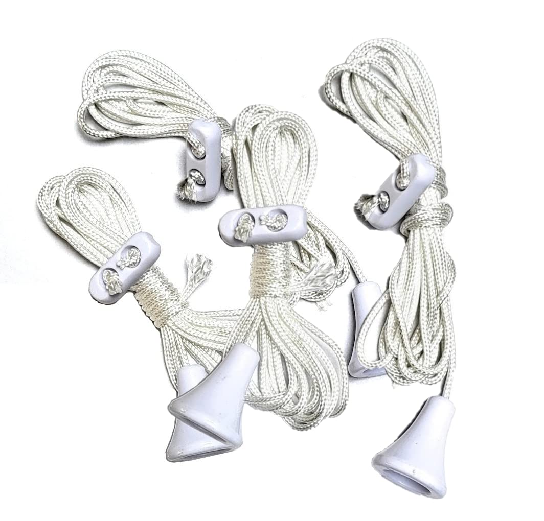 Spare Bathroom Light Cord Pull for Ceiling Switch Adjustable - White (Pack of 4)