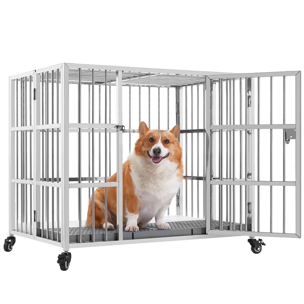 Buy GIOPACO 38 INCH Stainless Steel Dog Crate,Double Door Pet Kennel