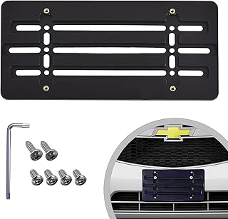 Front Bumper License Plate Bracket for Chevrolet 2000-2023, Plate Holder Set w 6 Unique Screw Bolts & Wrench Kit, License Tag Mounting Kit, Quality Plate Holders, Premium Car Accessories