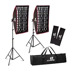 SOU FOTO Kit de Luz Para Gravar Video Profissional com Softbox com Tripé e Tela Grid