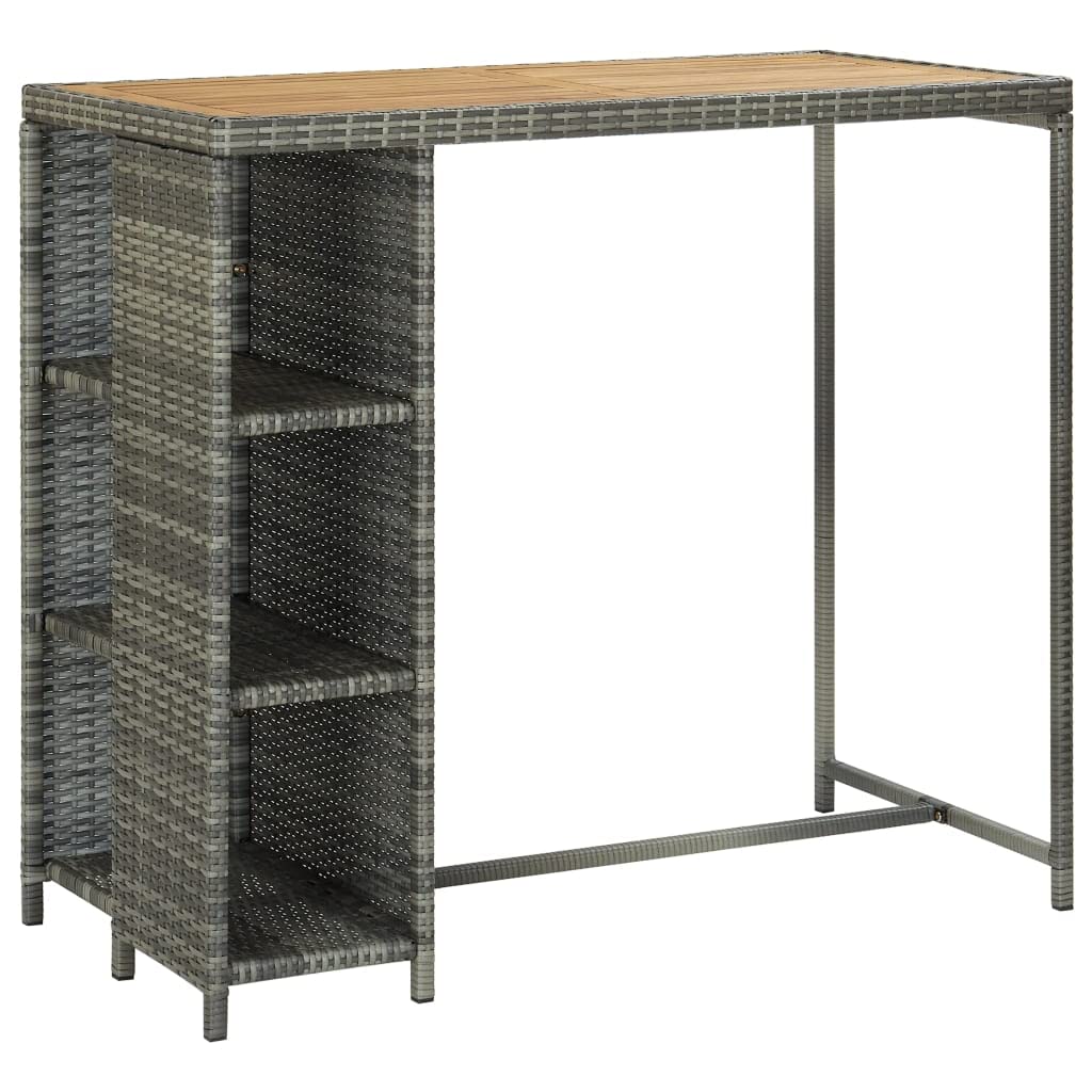 vidaXL Meuble de Bar de Jardin 5 pcs et Coussins Salon de Jardin Ensemble de Salle à Manger Mobilier de Patio Terrasse Extérieur Résine Tressée Gris