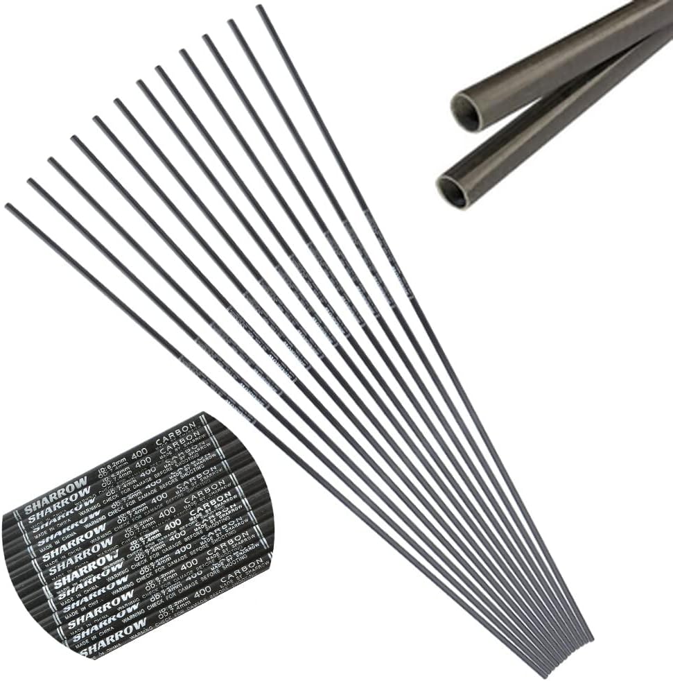 30 Inch 6.2mm Archery Pure Carbon Arrow Shafts Spine 400 Shaft Tubes with Aluminum Insert for DIY Compound Recurve Bow Shooting