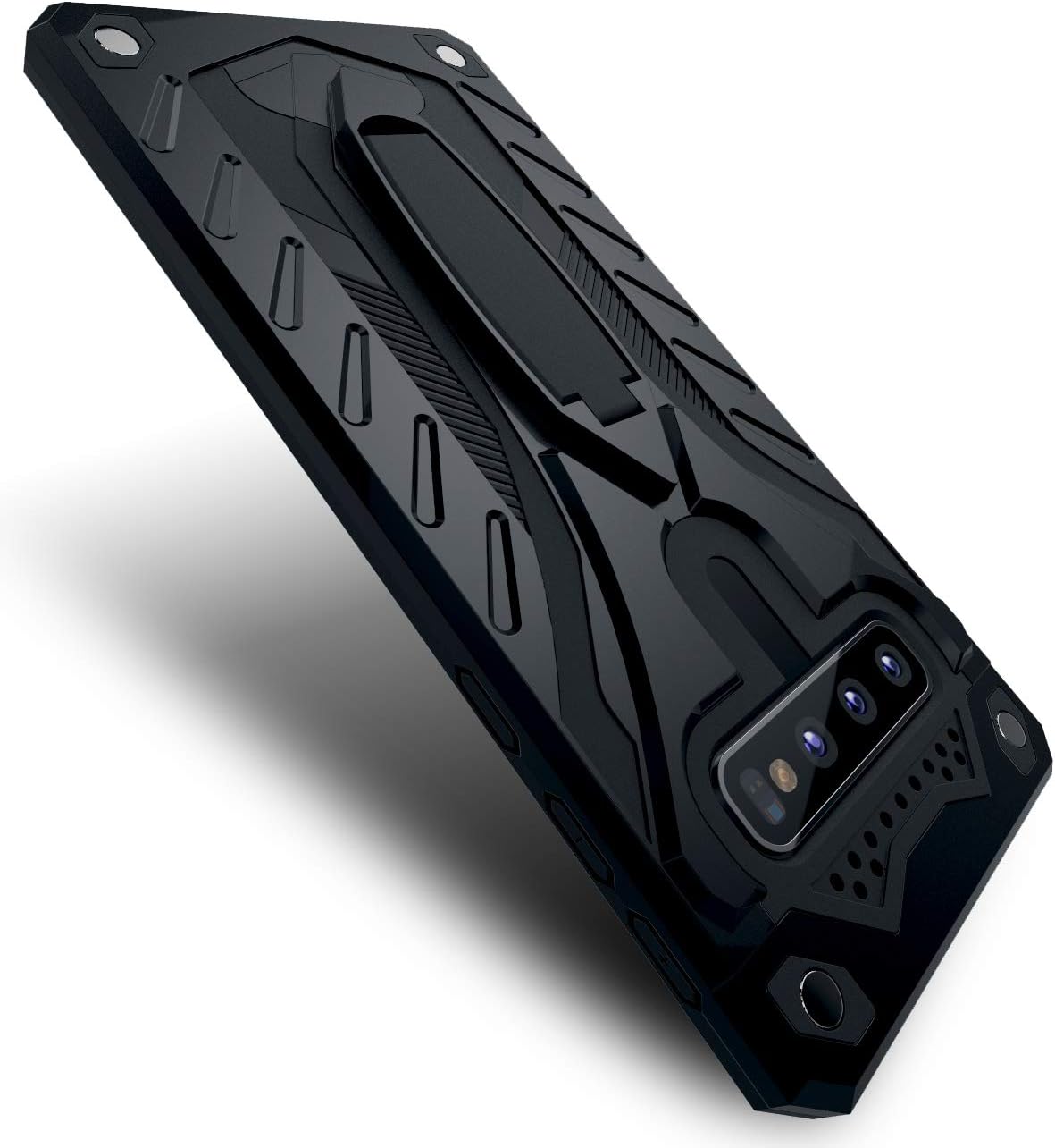Kitoo Designed for Samsung Galaxy S10 Plus Case with Kickstand, Military Grade 12ft. Drop Tested - Black