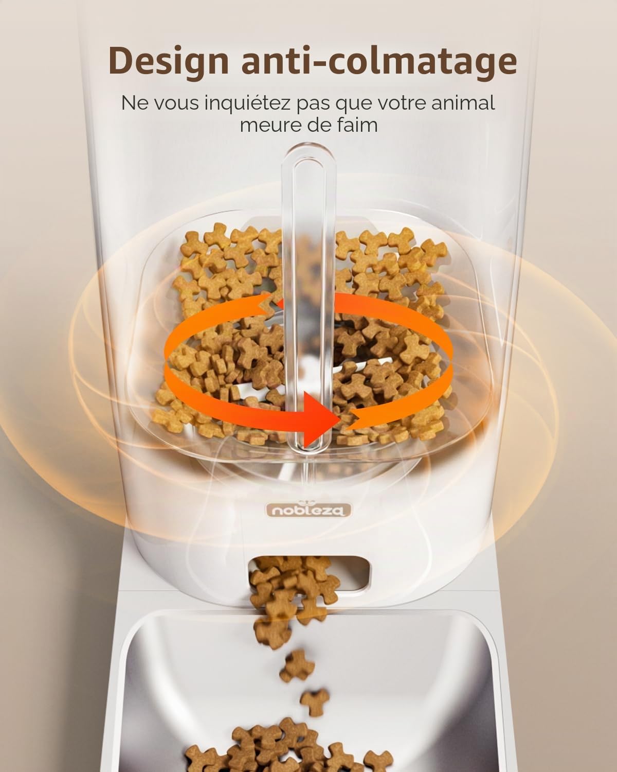 Nobleza - 4L Distributeur Croquettes Chat Automatique, 2,4G WiFi avec Contrôle par APP Distributeur Croquettes Chat Automatique, Enregistrement Vocal 10S, 1-10 Repas par Jour (Blanc)