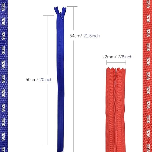 Miniatura 2 de Renashed 45 cremalleras invisibles de nailon de mezcla de 21.5 pulgadas para sastrería, costura, artesanía, artesanía, 20 colores (mezcla de colores)