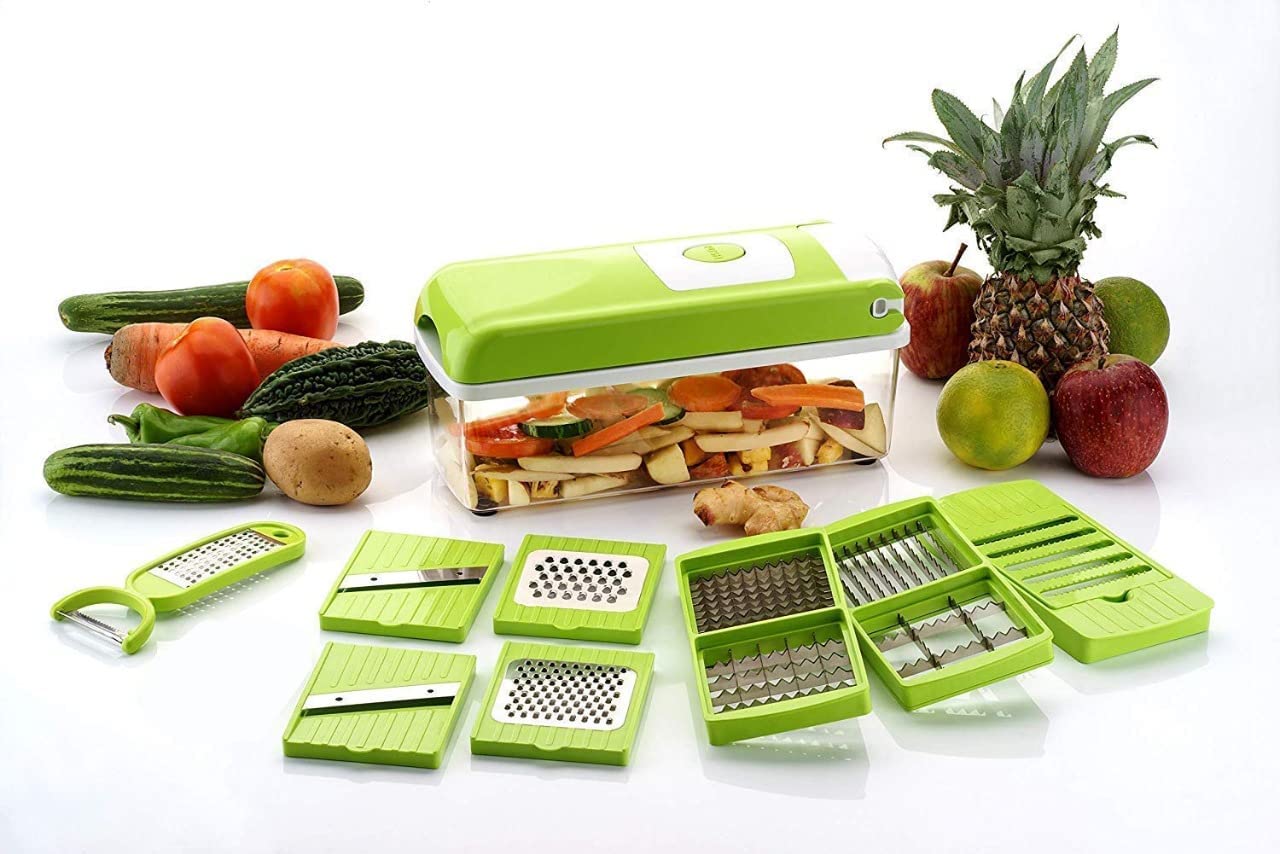 Arabella Retail Vegetable Cutter 12 in 1 Multi-Purpose Vegetable and Fruit Chopper, Fruit Grater, Slicer Dicer, Chipper, Peeler | Hand Chopper, Cutter (Multicolor)