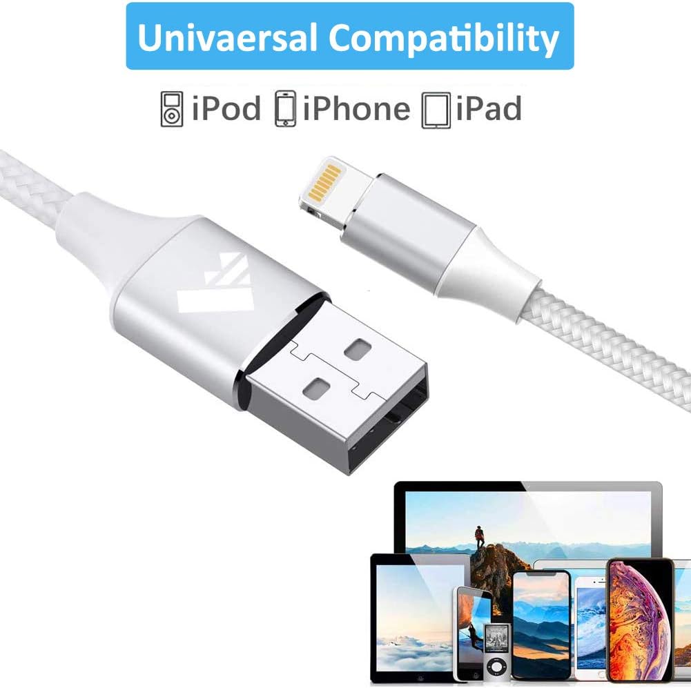 iPhone Charger, Lightning Cable 2Pack(3ft,6ft) Nylon Braided Fast Phone Charging Cord with Dual Port Wall Plug Compatible with iPhone SE 2020 13 Pro 12 Pro Max 11 Pro Max XS XR 10 8 7 Plus 6S 6 iPad : Electronics