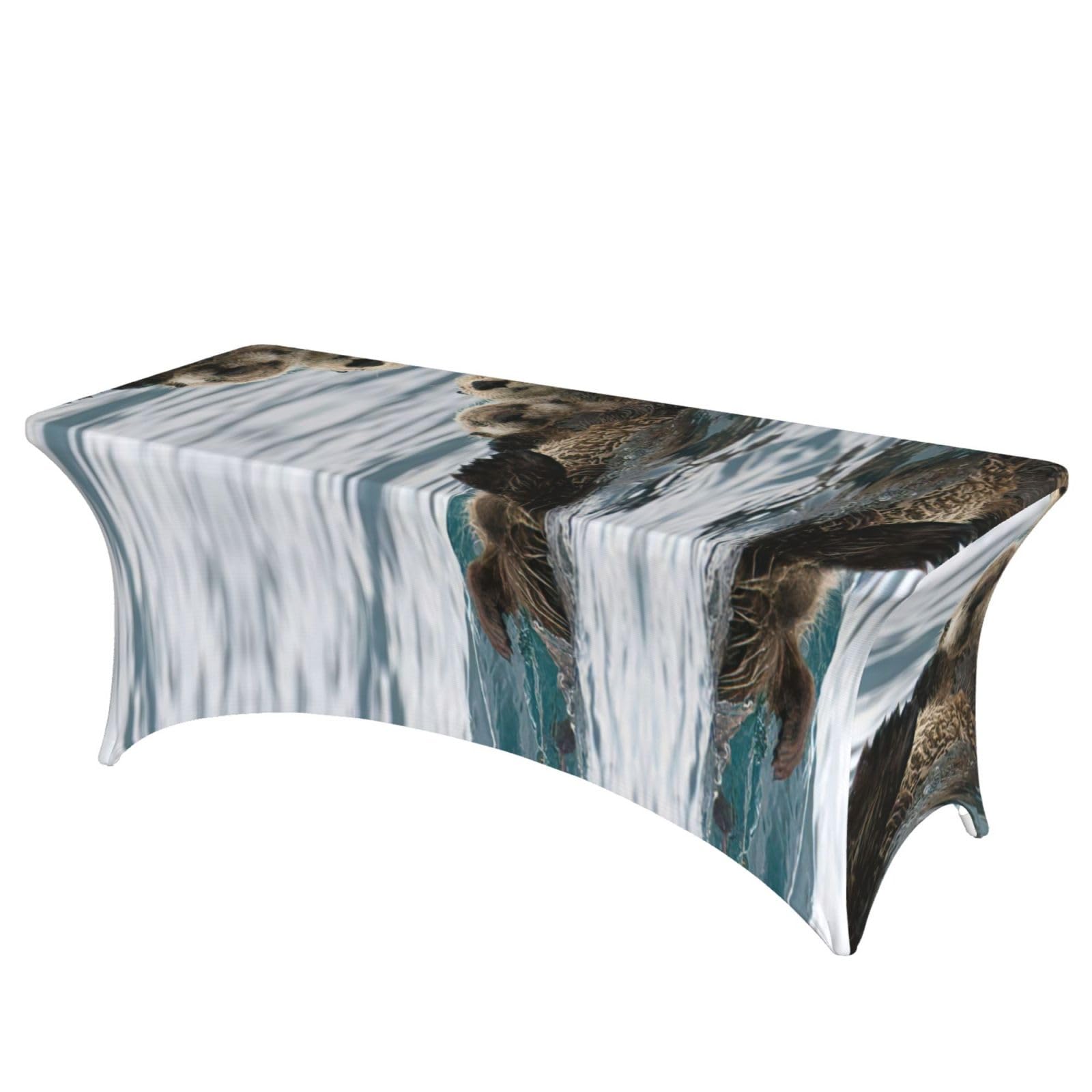 Housses de table rectangulaires élasthanne imprimé loutre EdWal nappe stretch 1.8m