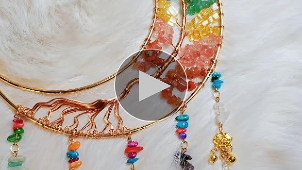 Amazon.com : 7 Chakra Crystal Wind Chimes, Moon Shaped Dream