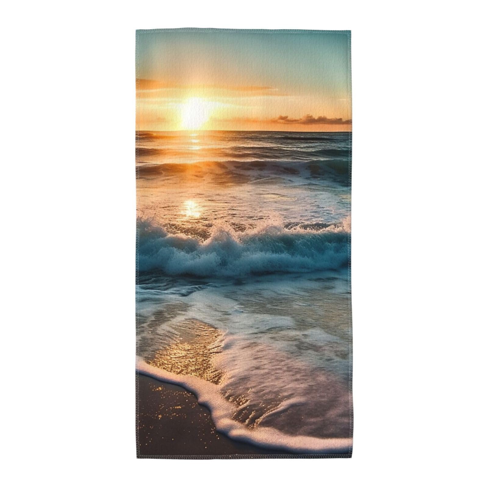 FodPand Microfiber Hand Towels for Bathroom, Soft Absorbent Decorative Face Towel Ocean Sunrise Guest Bath Towel 12"X24" Kitchen Dish Towel for Bathroom Kitchen Hotel Gym Spa Towels