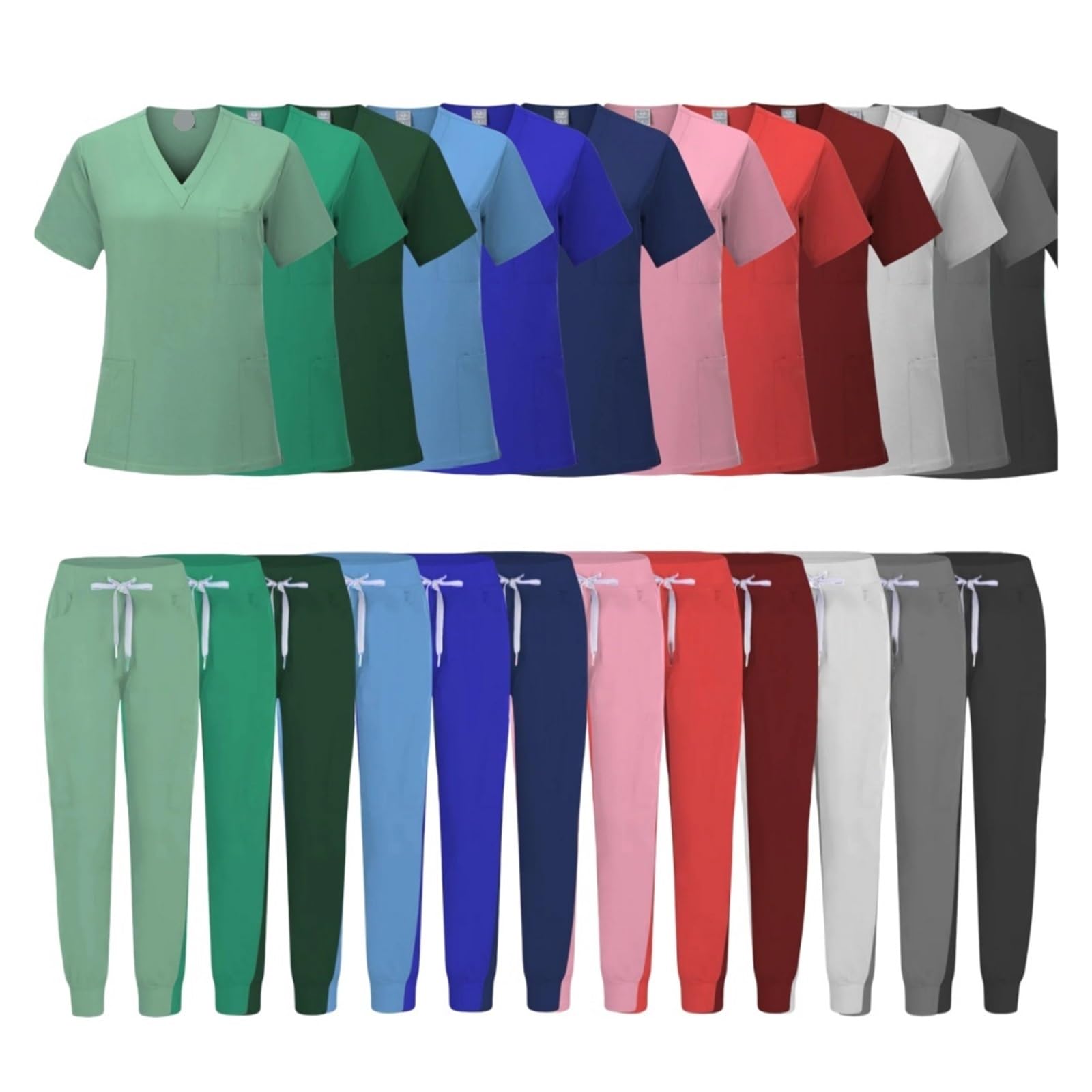 Uniforme Sanitario Mujer La Enfermera Lavable Antiarrugas de la Tela friega el Uniforme del Hospital Basculador Las Mujeres los Sistemas(Gray,S)