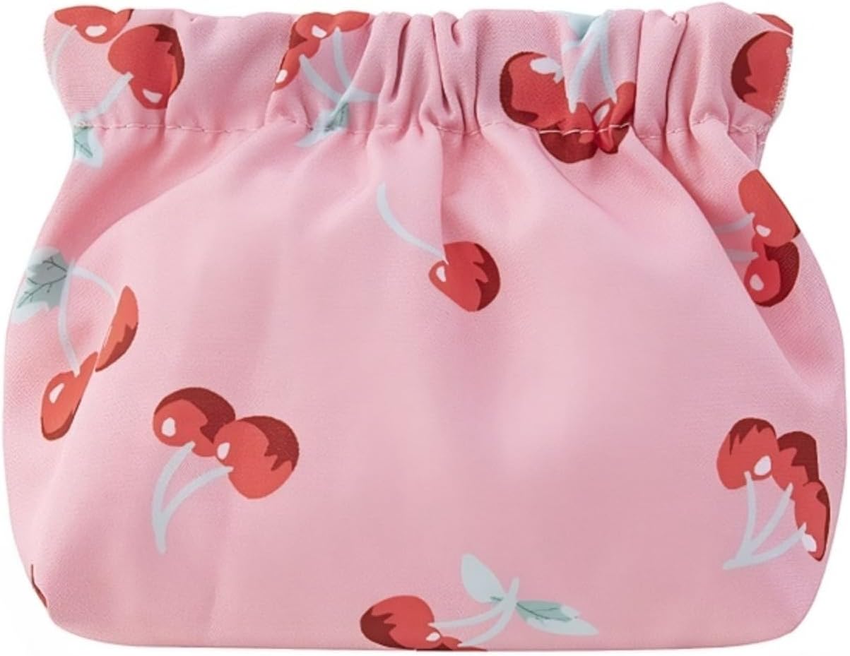 Mini Squeeze Coin Purse Bulk Set, Waterproof PU Leather Snap Pouch for Headphones, Jewelry, Makeup, Portable Small Organizer Bag, cherry