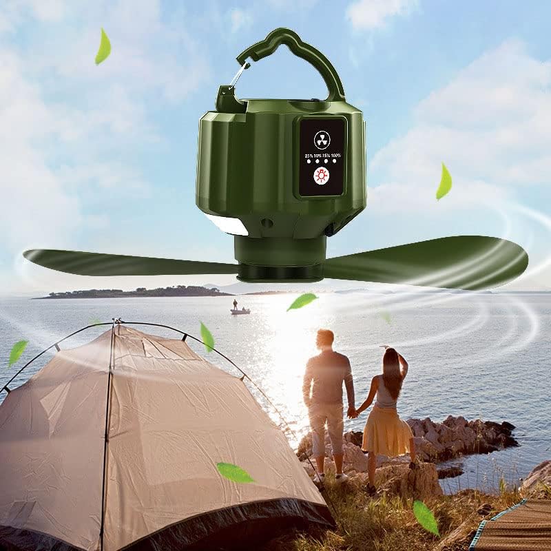 Fan USB Fan Outdoor Fan Table Fan 360° Rotation Portable Fan Lamp LED Camping Lighting Emergency Light Bedroom Office Desk Fan Lamp Low Noise Cooling (Black) X15