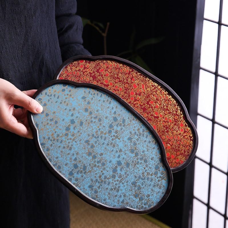 Bandejas Servir Comida Bandeja de té Laca imitación Retro Chino, Mesa pequeña for el hogar, Juego Kung Fu, Soporte for Olla, Bandeja seco Mesa Cama | Red,M