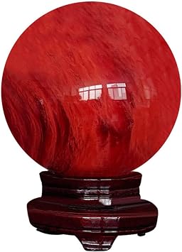 Red Obsidian Ball with Stand, Natural Red Crystal Ruby Ball Sphere Melting Quartz Crystal Gemstone for Meditation Healing Feng Shui Home Decoration,2.36in
