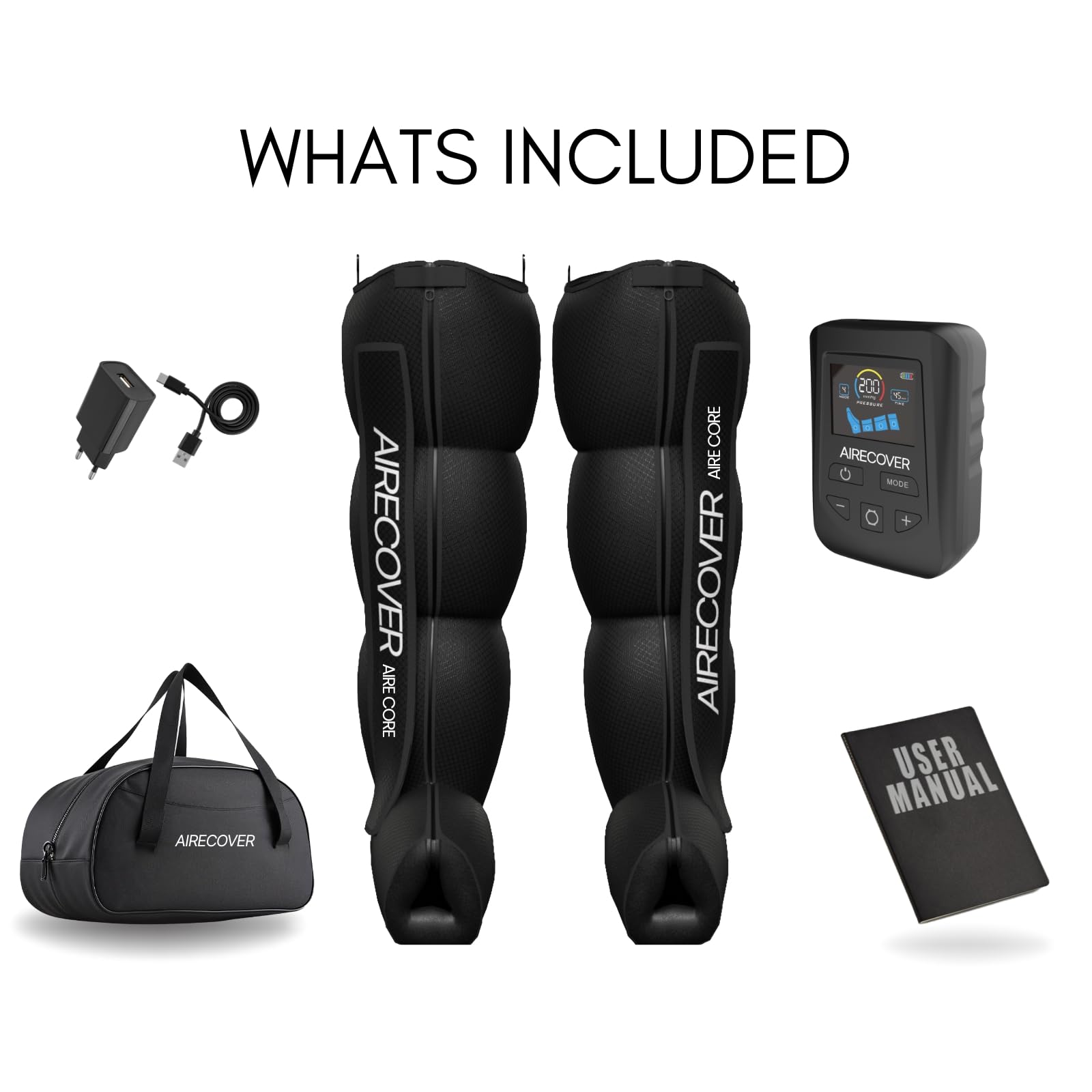 Massager de Pressothérapie pour Jambes Lourdes, Bottes de Compression d’Air pour Drainage Lymphatique & Récupération, contre la Rétention d’Eau & le Retour Veineux, Sans Fil Rechargeable (M:160–175cm)