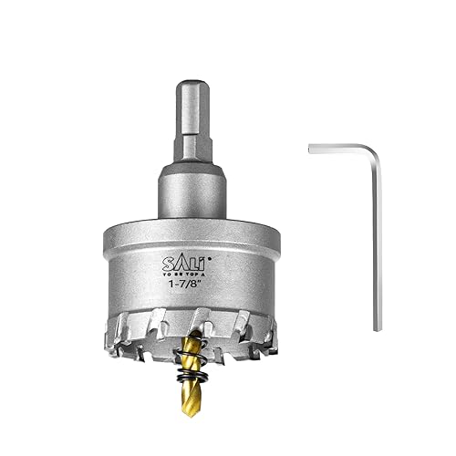 Miniatura 2 de SALI Kit de sierra perforadora TCT de 1-78" (48mm) con punta de carburo de tungsteno Sierra perforadora con broca piloto chapada en titanio para