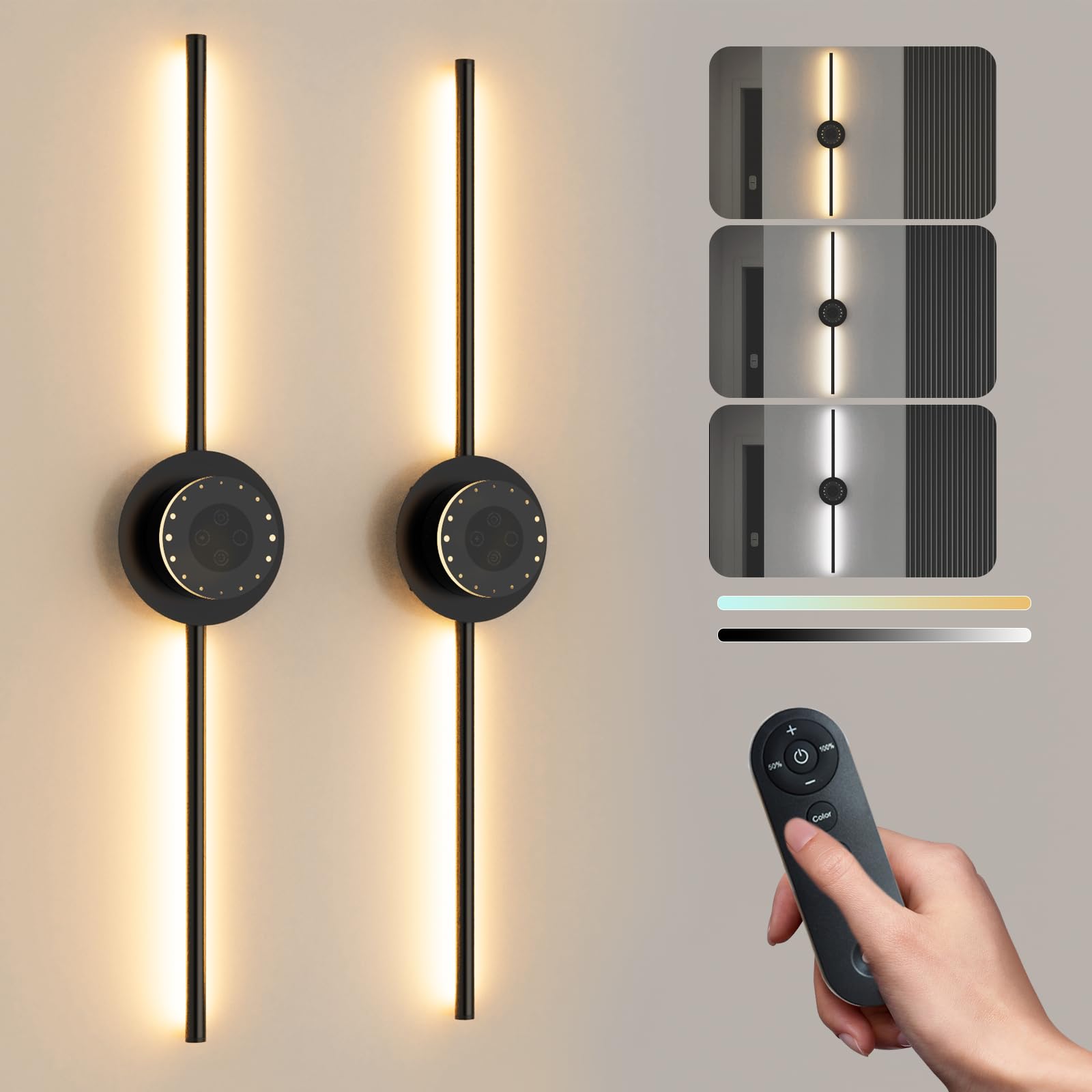 Lámpara de pared USB regulable para dormitorio y pasillos pack de 2 8