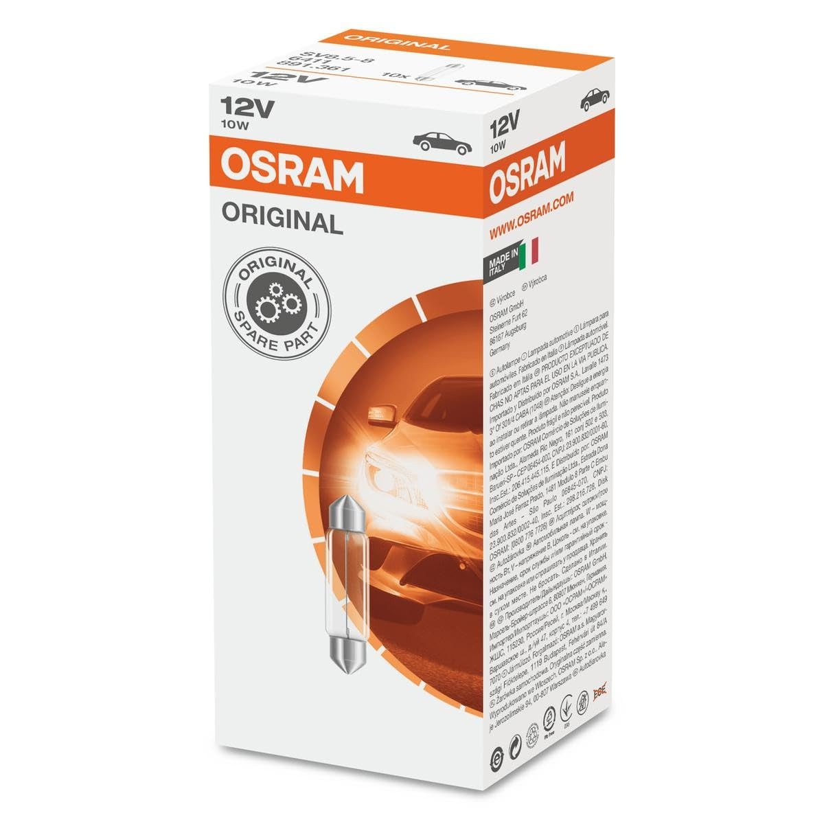 OSRAM 6411 oryginalne lampy Festoon, 12 V, 10 W, zestaw 10 szt.