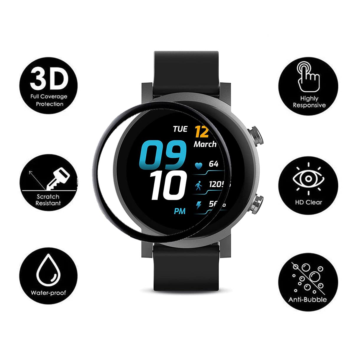 Amazon.co.jp: Tznzxm [2枚パック] Ticwatch E3スマートウォッチ用