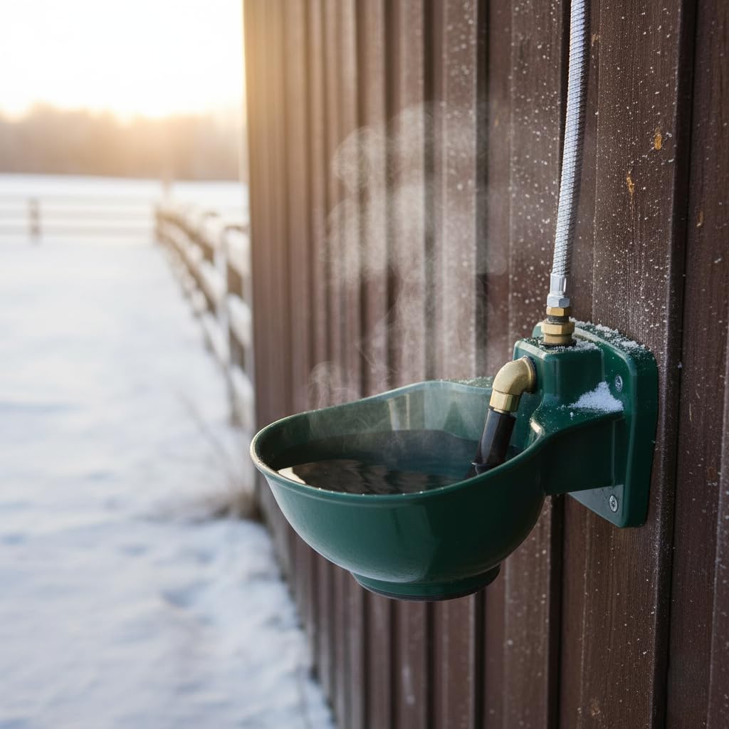 Agrarzone Beheizbare Tränke 230V mit Rohrventil Winter Vieh Frost Nutztiere | frostsicher bis -25°C, Thermostat automatisch, Pferdetränke
