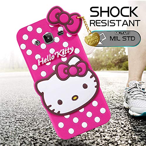Image of Unirock Hello Kitty Back Case Cover for Samsung Galaxy J3| 3D Cute Hello Kitty Case |Soft Silicone Rubber Back Cover with Pendant Kitty Cover for Samsung Galaxy J3 (Pink)
