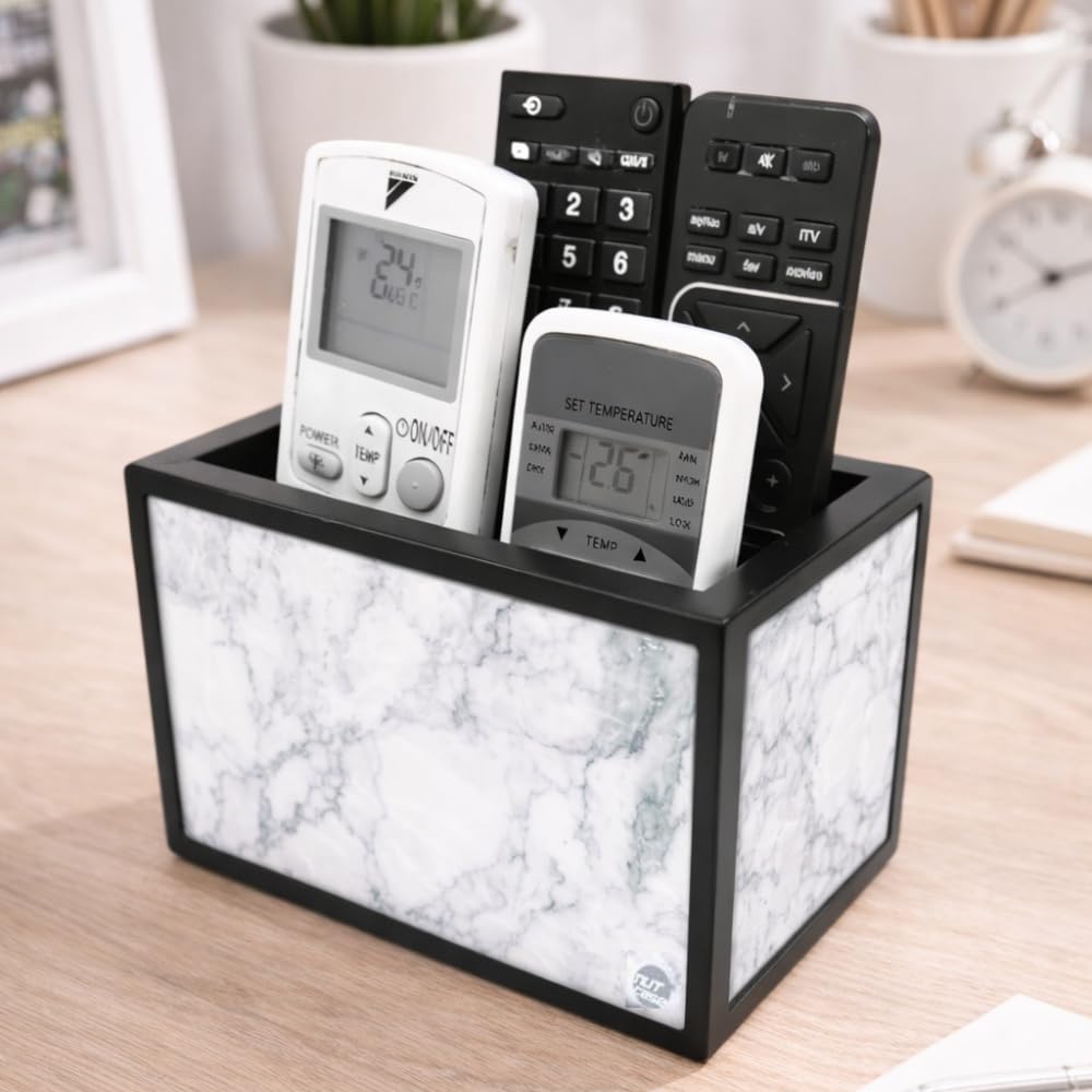 Nutcase Designer Wooden Remote Control Holder Stand Organizer Caddy for TV/AC Remotes-Multipurpose Desk Organiser-6”x4”x4”