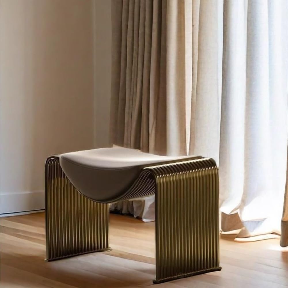 Ingresso Minimalista, Panca di vanità Moderna, poggiapiede Compatto, Trucco Elegante, Panca di Scarpe Moderna, Piccolo Passo per Il Soggiorno (Oro)