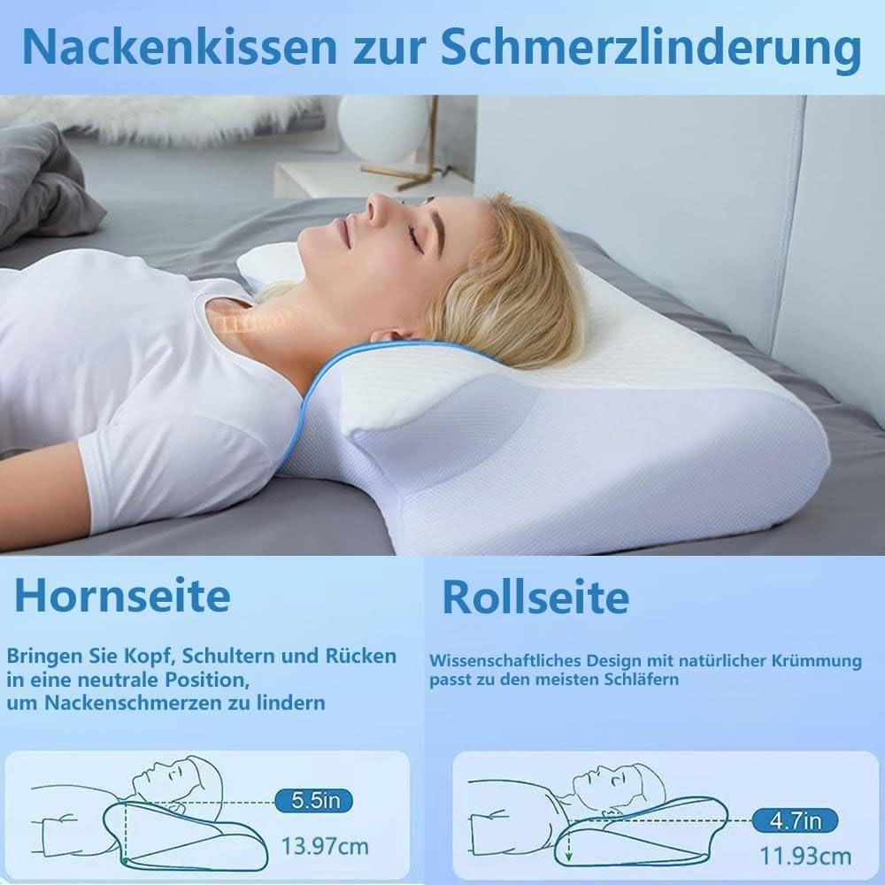 SANTUO Memory Foam Nackenstützkissen Antischnarchkissen Ergonomisch Atmungsaktiv Waschbar Schwarz