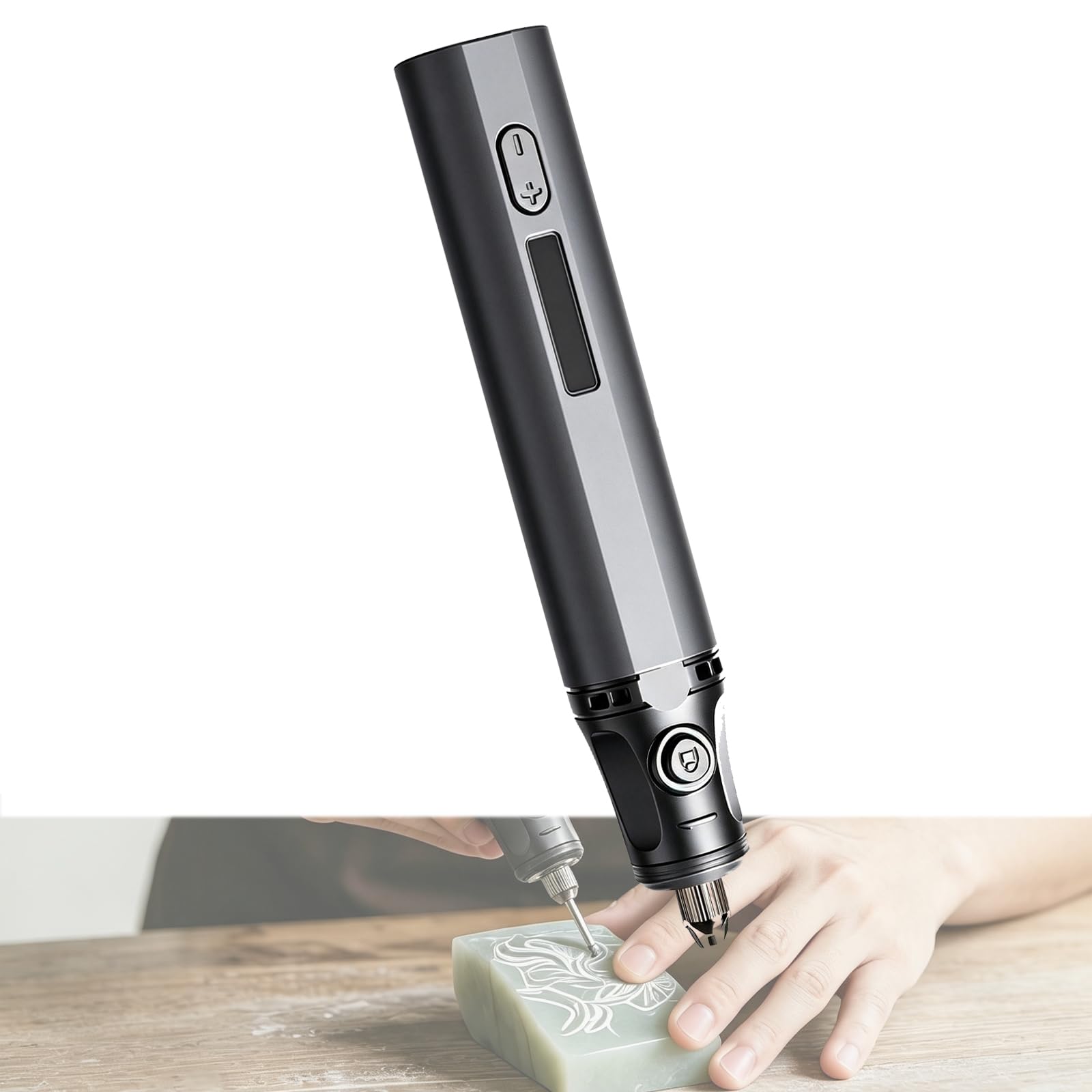 Penna Utensile Rotativo Senza Cavo, Display LCD Digitale 8 velocità | Raffreddamento Circolare, Incisore Manuale per Levigatura, Lucidatura