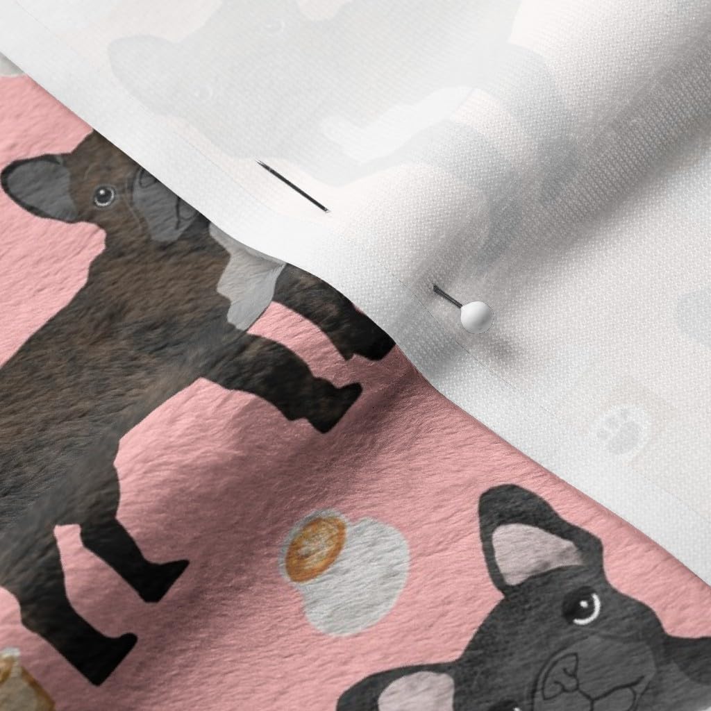 Spoonflower Fabric - French Bulldogs Coffee Cute Frenchies Best Bulldog Frenchie Dog Dogs & Printed on Minky Fabric by The Yard - Sewing Baby Blankets Quilt Backing Plush