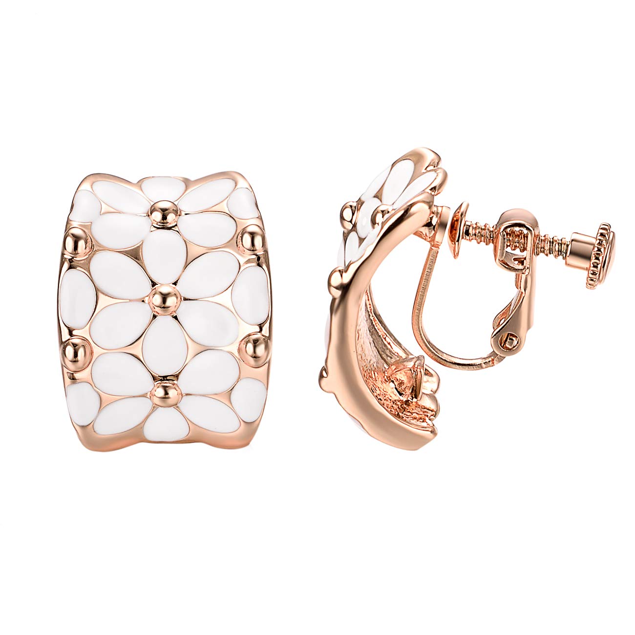 Vissen Blumen Ohrclips Damen ohne ohrlöcher Ohrstecker Vergoldet Spiral Clip Ohrringe OhrsteckerModabile Klipp Ohrringe Mädchen Modeschmuck…