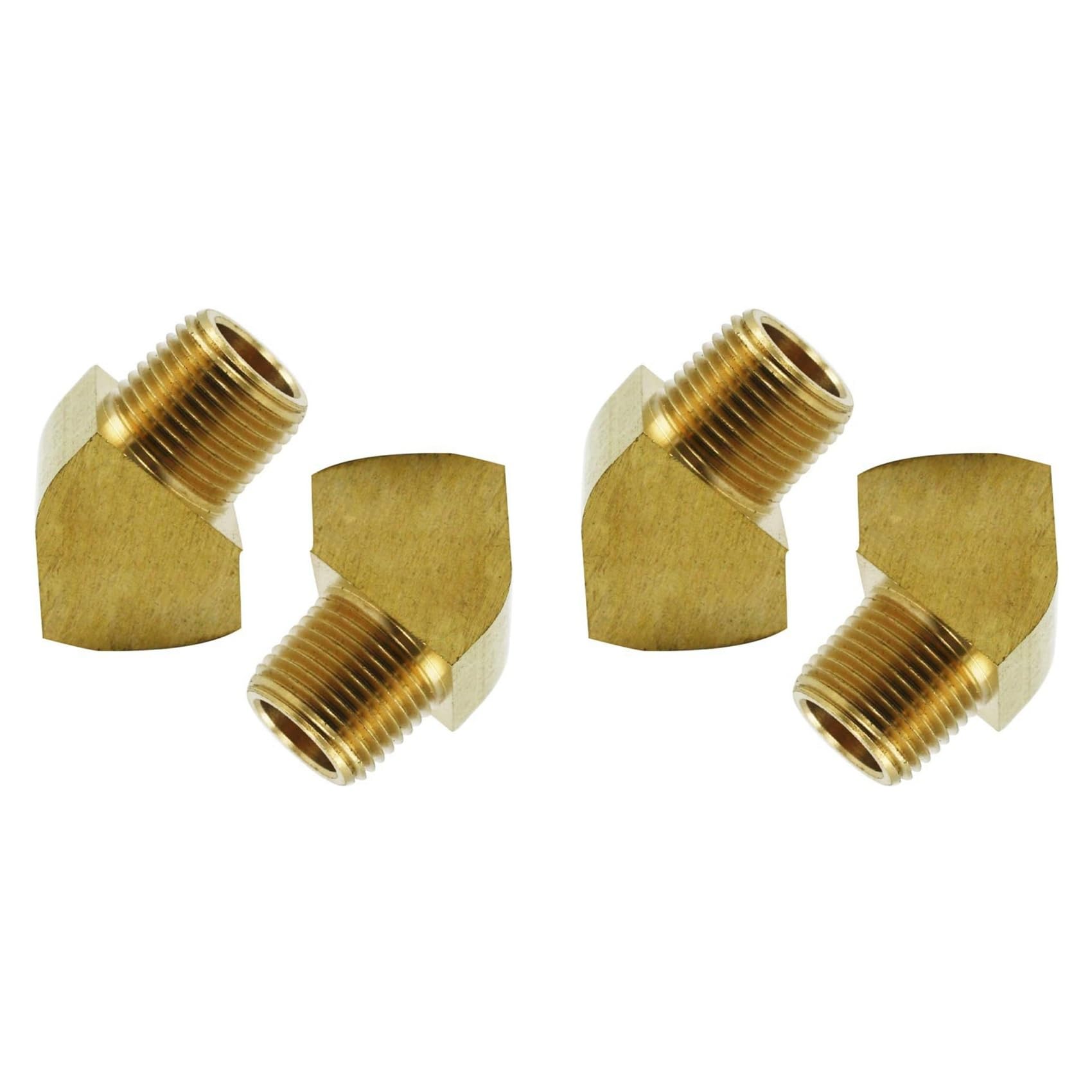 45 Degree Street Elbow 1/8 Inch NPT Male X 1/8 Inch NPT Female Brass Pipe Fitting Pack of 4