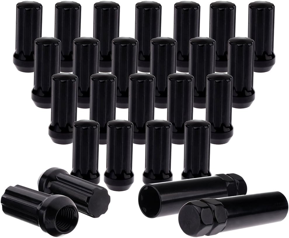 Scitoo 14x2 Wheel Lug Nut,24pcs+2keys Black Lug Nuts with 2