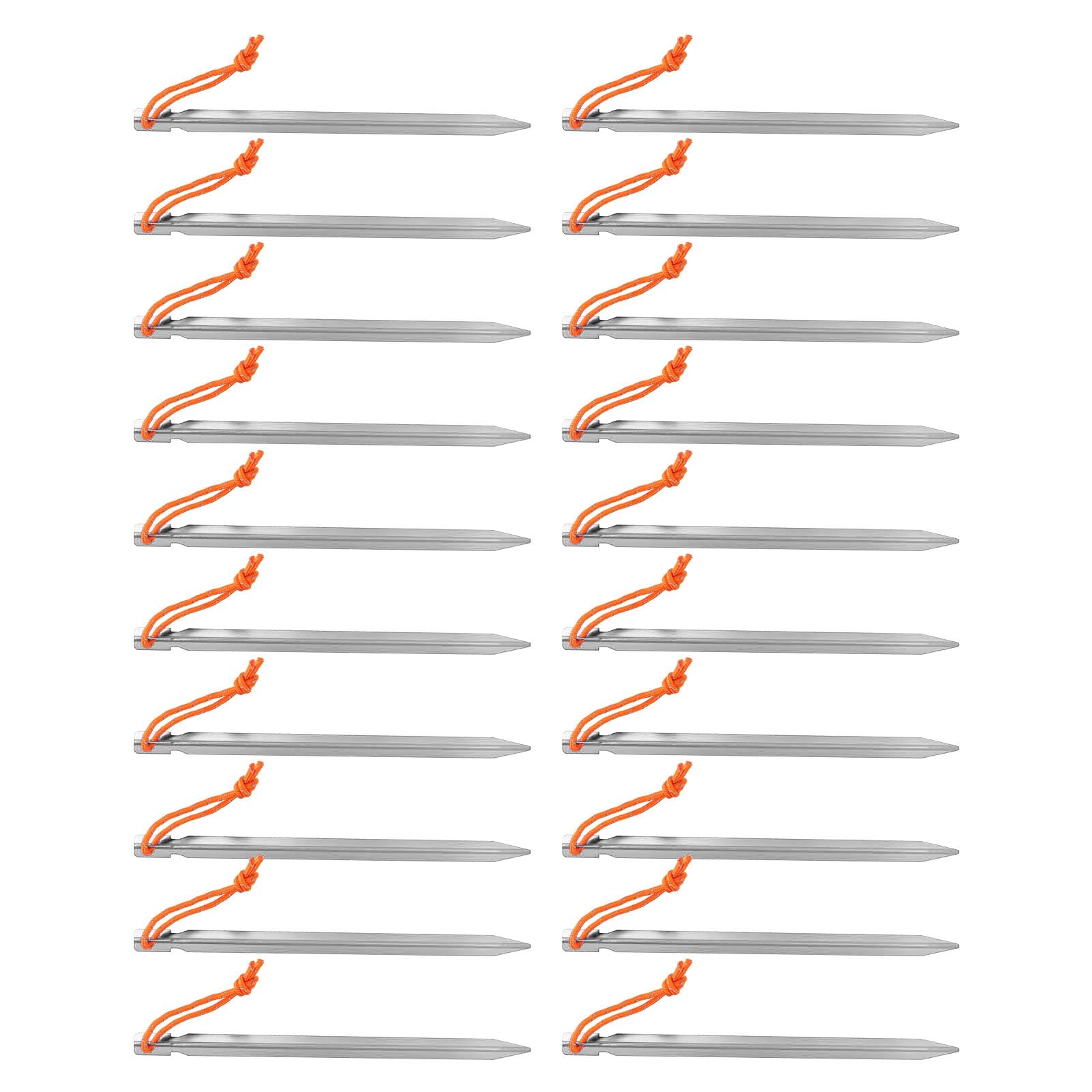 Picchetti per Tenda Resistenti da 20 Pezzi, Picchetti in Alluminio a Forma di V per Campeggio, Design Leggero e Impermeabile da 9 Pollici (Argento Bianco)